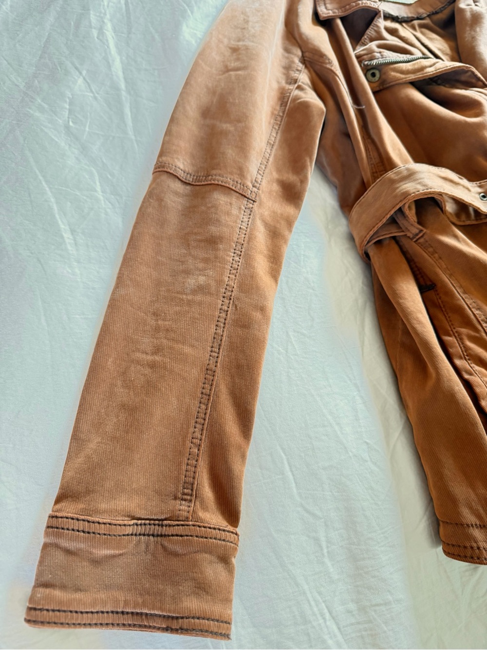 Anthropologie Camel Moto Jacket Belted Stretch Size S - Picture 8 of 15